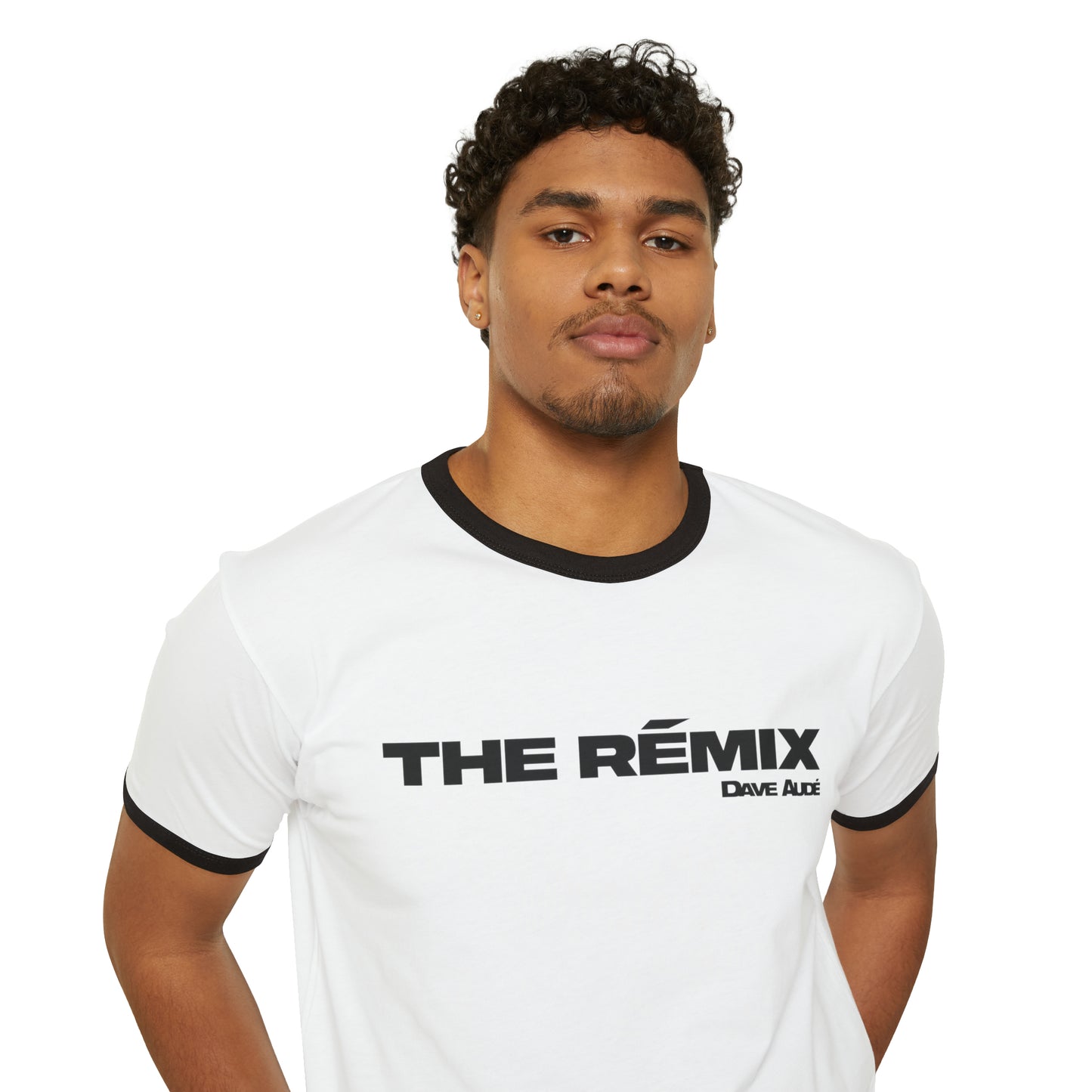 THE RÉMIX by Dave Audé (Black on White) Unisex Cotton Ringer T-Shirt