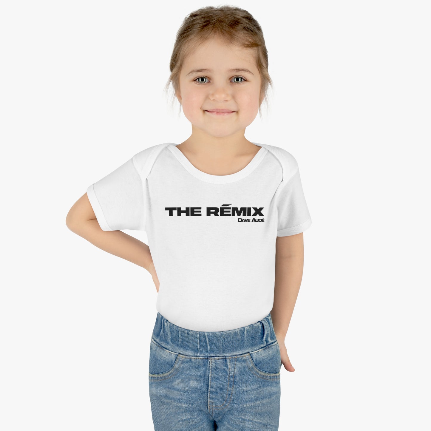 THE RÉMIX by Dave Audé ( Black on White ) Infant Baby Rib Bodysuit