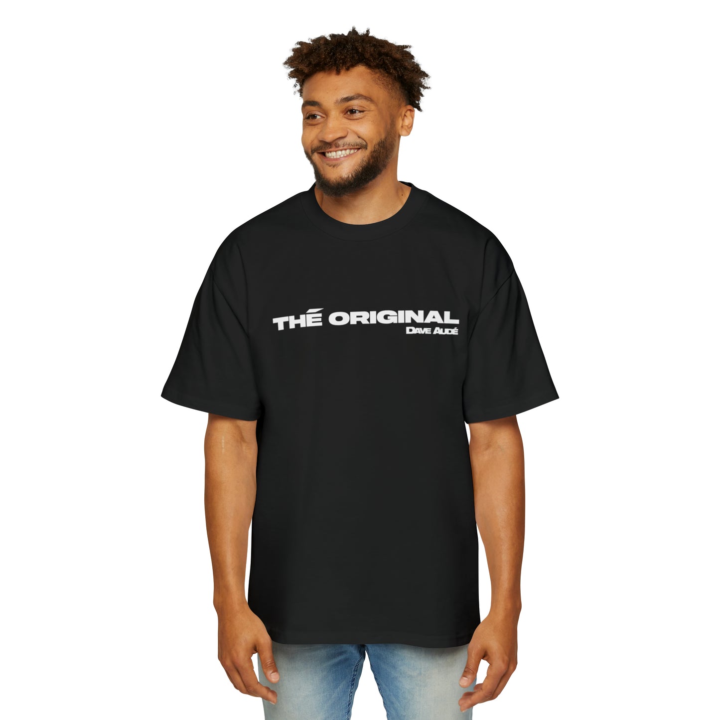 THÉ ORIGINAL by Dave Audé (White on Black) Men's Heavy Oversized Tee