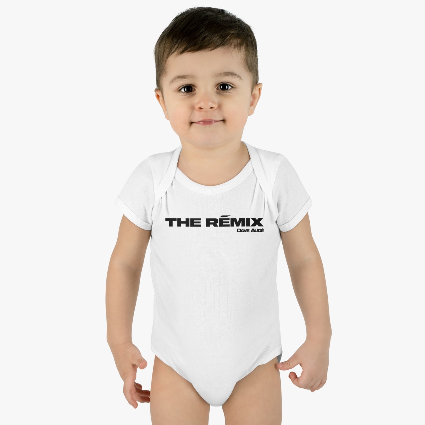 THE RÉMIX by Dave Audé ( Black on White ) Infant Baby Rib Bodysuit
