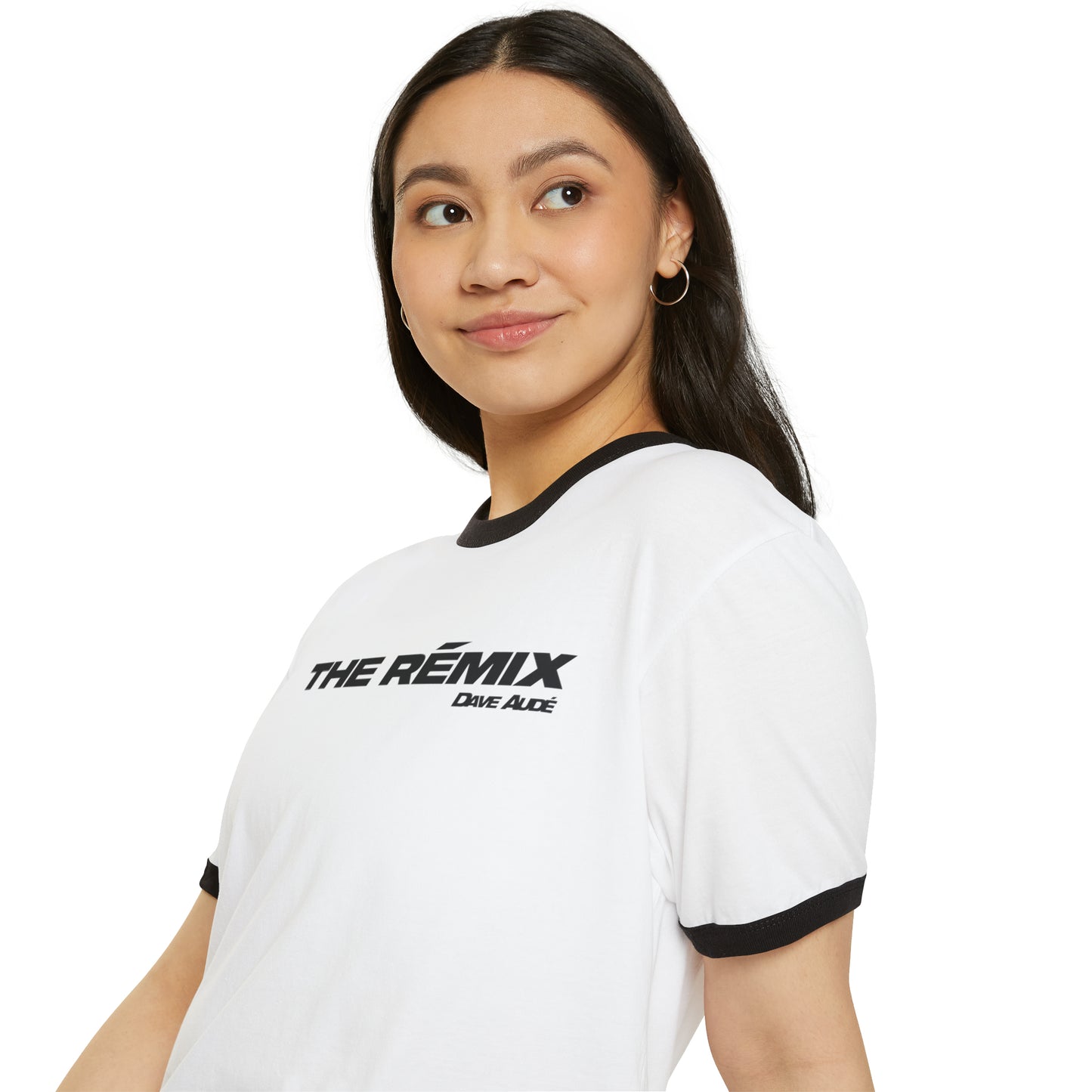 THE RÉMIX by Dave Audé (Black on White) Unisex Cotton Ringer T-Shirt