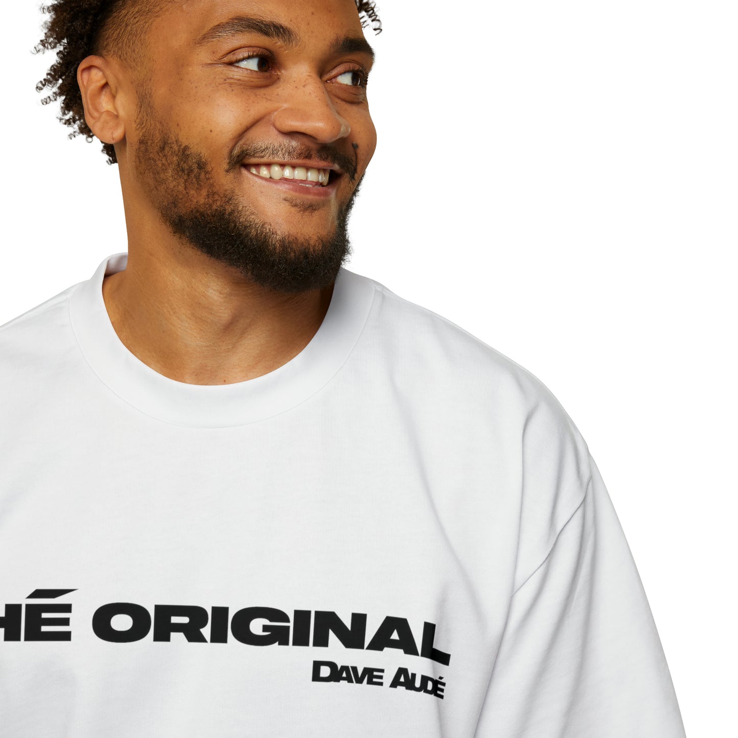THÉ ORIGINAL by Dave Audé (Black on White) Men's Heavy Oversized Tee