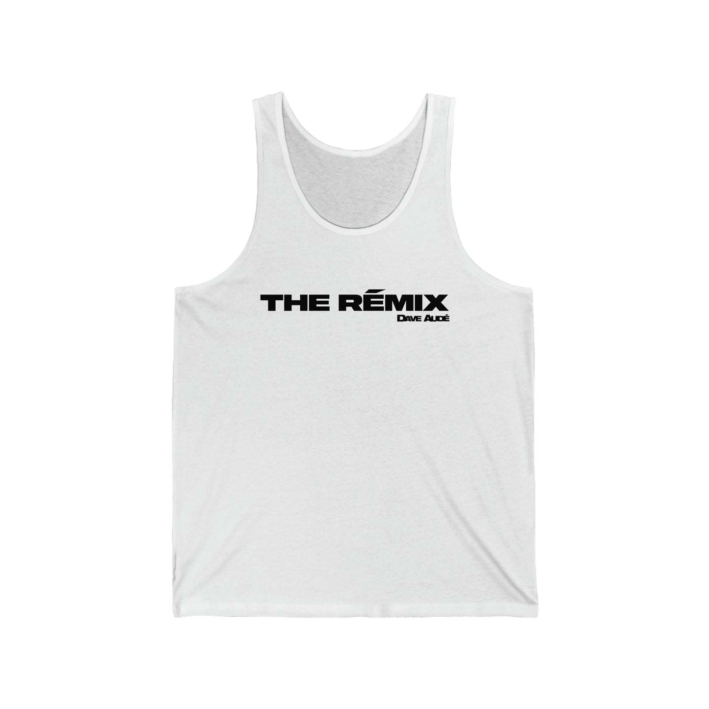 THE RÉMIX by Dave Audé (Black on White) Unisex Jersey Tank