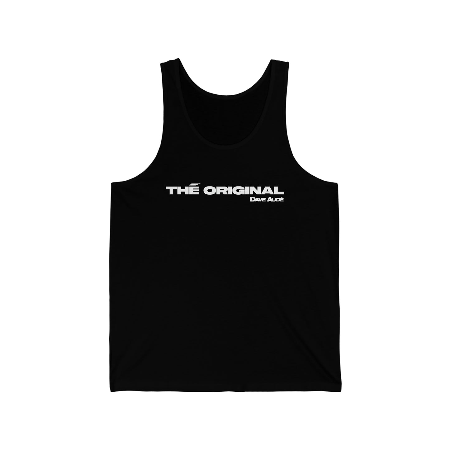 THÉ ORIGINAL by Dave Audé (White on Black) Unisex Jersey Tank