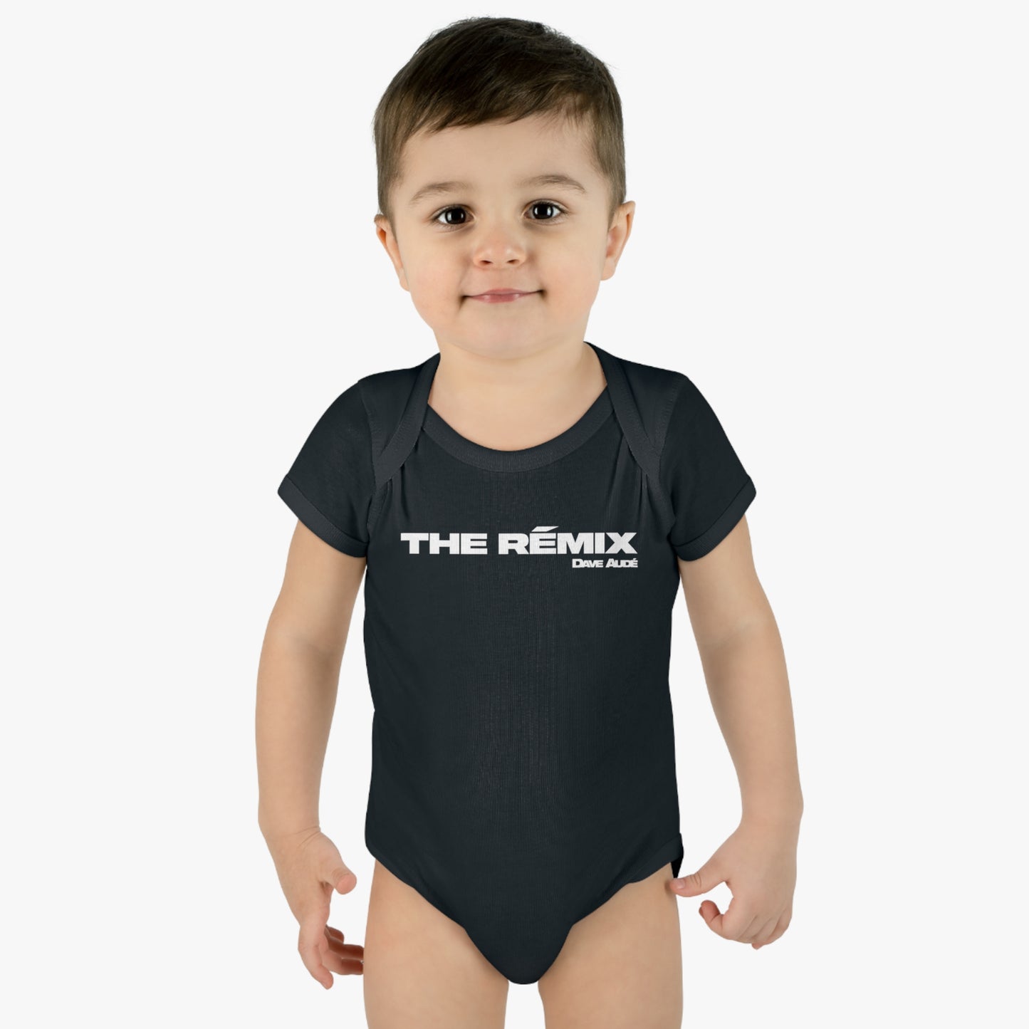 THE RÉMIX by Dave Audé (White on Black) Infant Baby Rib Bodysuit