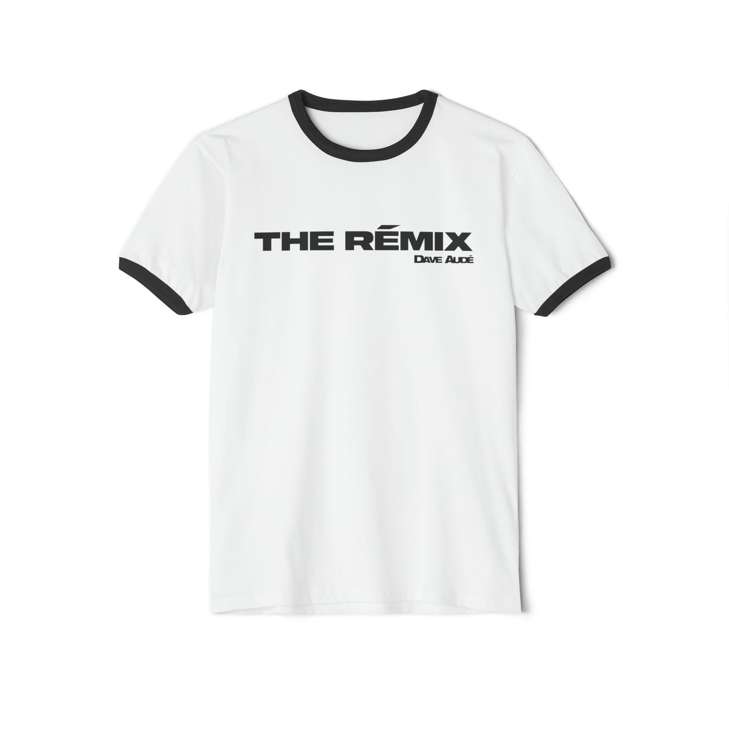 THE RÉMIX by Dave Audé (Black on White) Unisex Cotton Ringer T-Shirt
