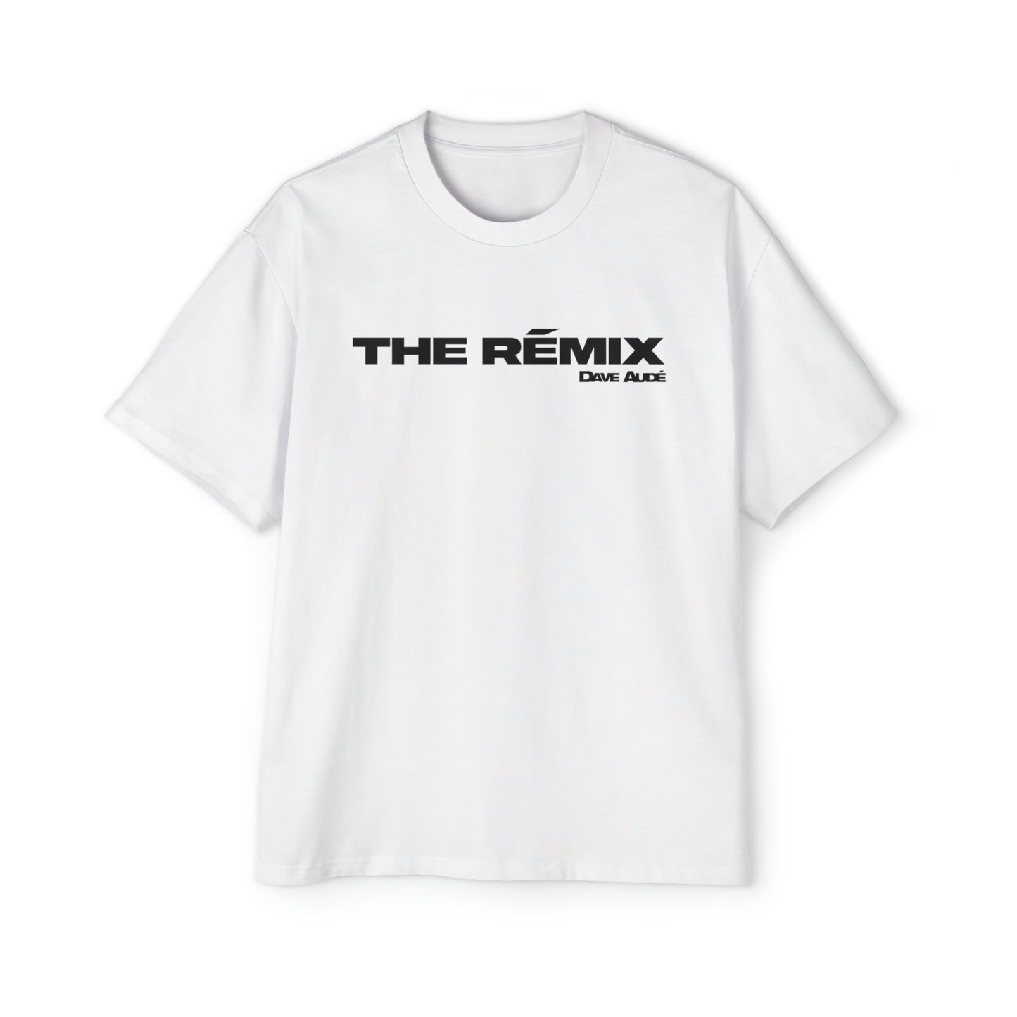 THE RÉMIX by Dave Audé (Black on White) Men's Heavy Oversized Tee