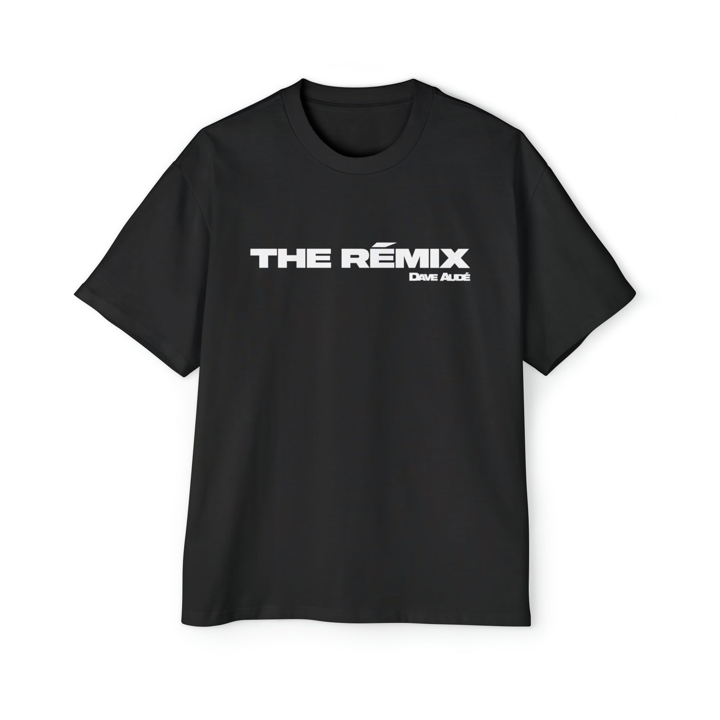 THE RÉMIX by Dave Audé (White on Black) Men's Heavy Oversized Tee